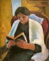 Mujer leyendo en un sillón rojo Lesende Frauimroten Sessel August Macke
